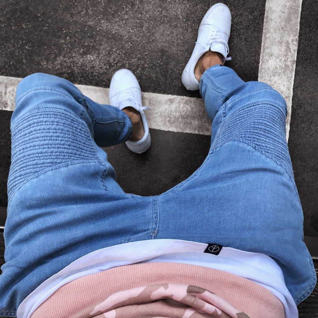 Herr Joggingbyxor – Slim Fit – Bomullsblandning – Ribbade Knän – Hel Längd