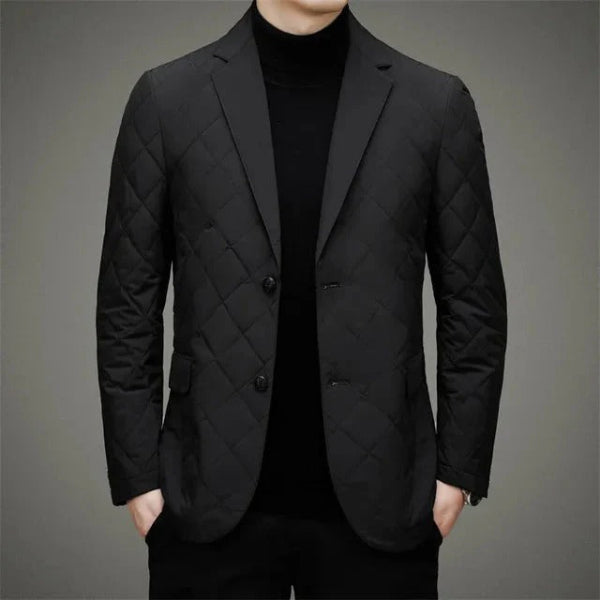 Herrjacka – Quiltad Slim Fit – Diamantmönster – Kavajslag – Tvåknäppning
