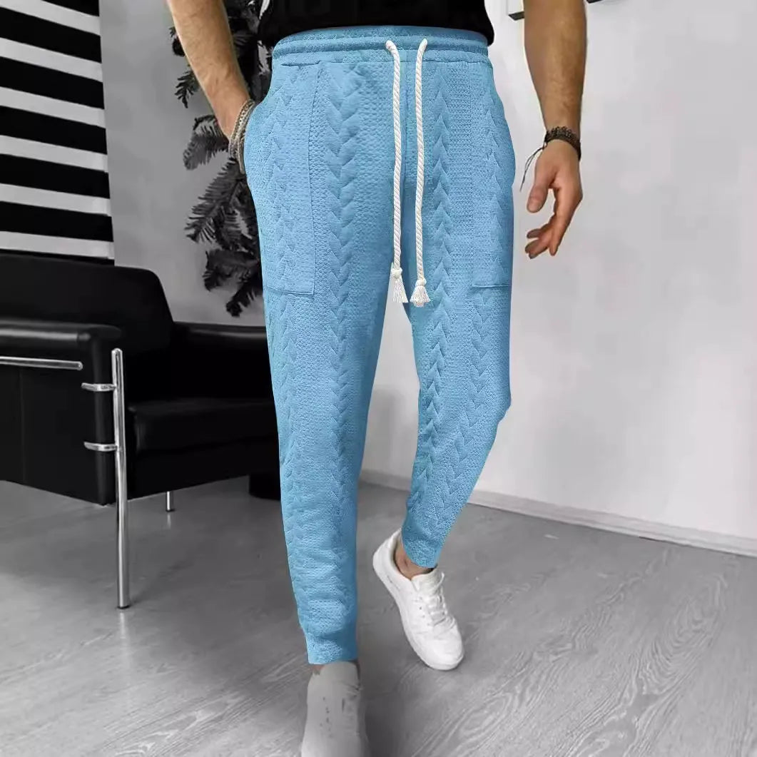 Herrjoggers – Jacquardstruktur – Rak Passform – Dragsko – Muddar – Sidofickor