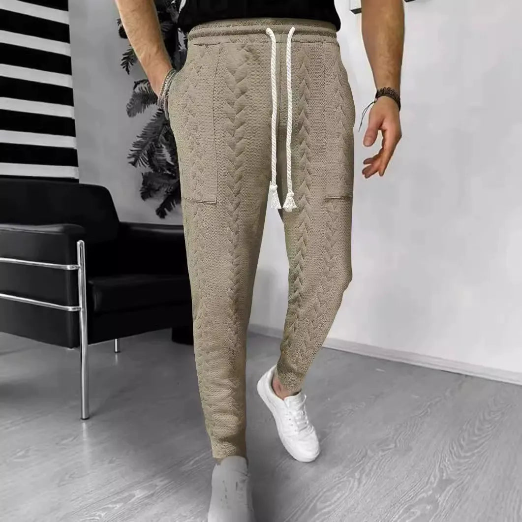 Herrjoggers – Jacquardstruktur – Rak Passform – Dragsko – Muddar – Sidofickor