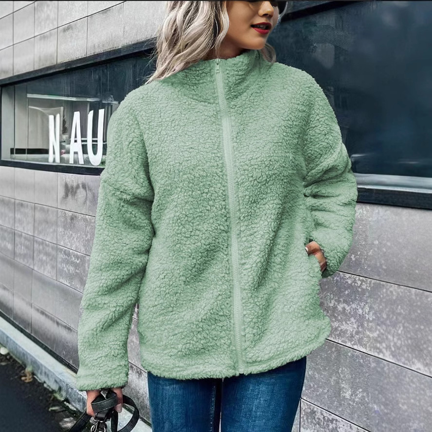 Dam Jacka Fleece – Oversize Passform – Ståkrage – Lång ärm – Ullmix varm Modell