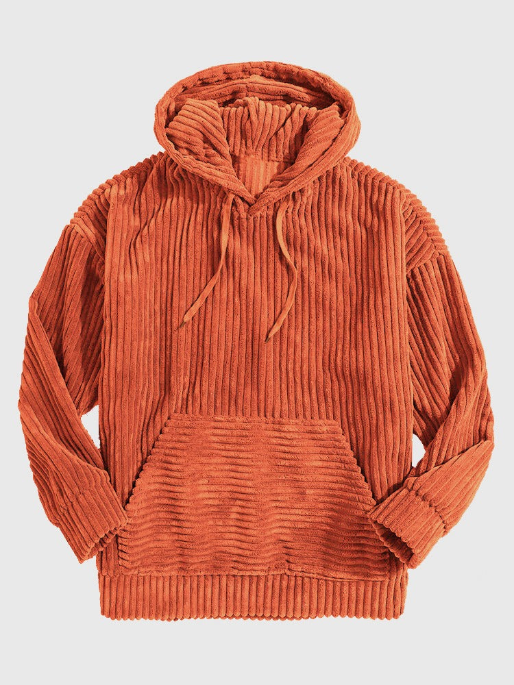 Herrhoodie – Oversize avslappnad passform – Manchestertyg – Känguruficka – Muddar