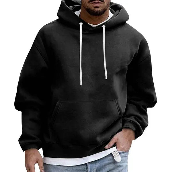 Herrhoodie – Oversized Passform – Mjuk Bomullskänsla – Känguruficka – Huva med Dragsko