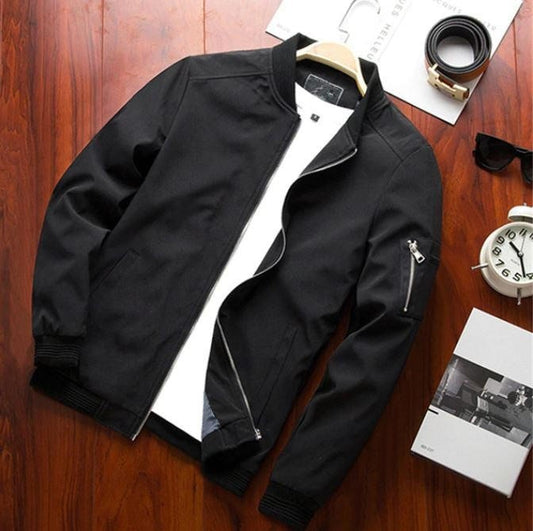 Herr Jacka Bomber – Klassisk Passform – Vindavvisande – Utilityficka – Dragkedja