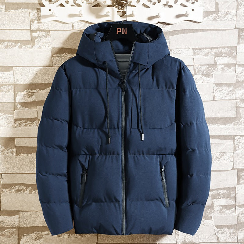 Herr Hooded Jacka – Slim Fit – Vadderad Quiltad – Fodrad med Bomull – Dragkedja