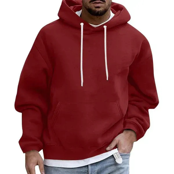 Herrhoodie – Oversized Passform – Mjuk Bomullskänsla – Känguruficka – Huva med Dragsko