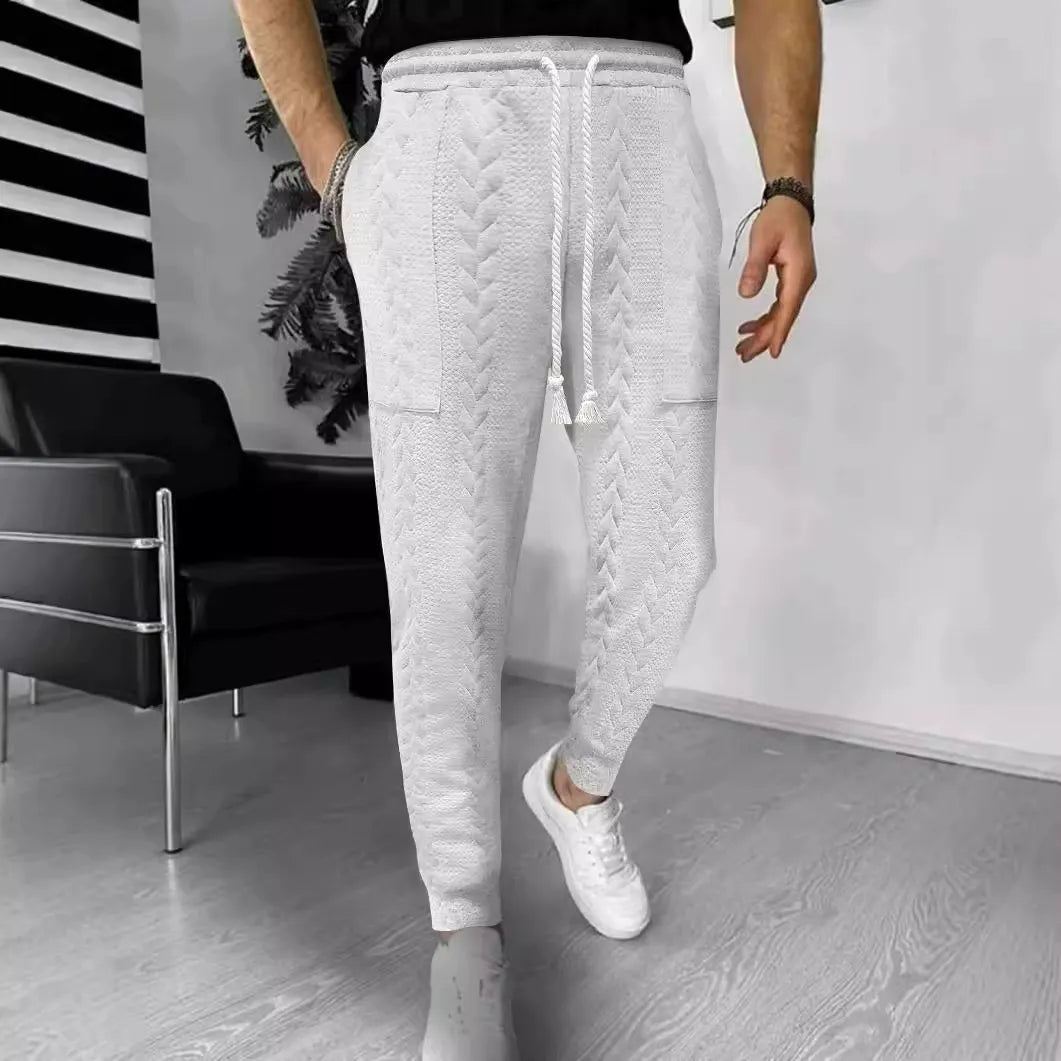Herrjoggers – Jacquardstruktur – Rak Passform – Dragsko – Muddar – Sidofickor