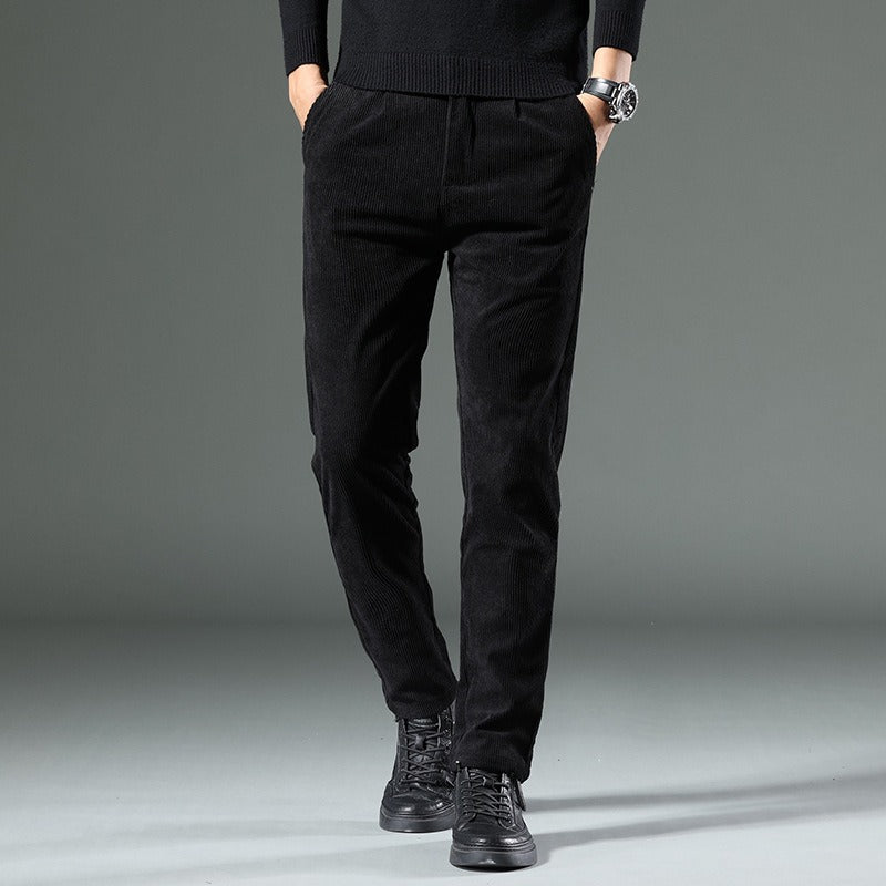 Herrbyxa – Slim Fit – Rak Passform – Manchestertyg – Ribbad Struktur – Hellång