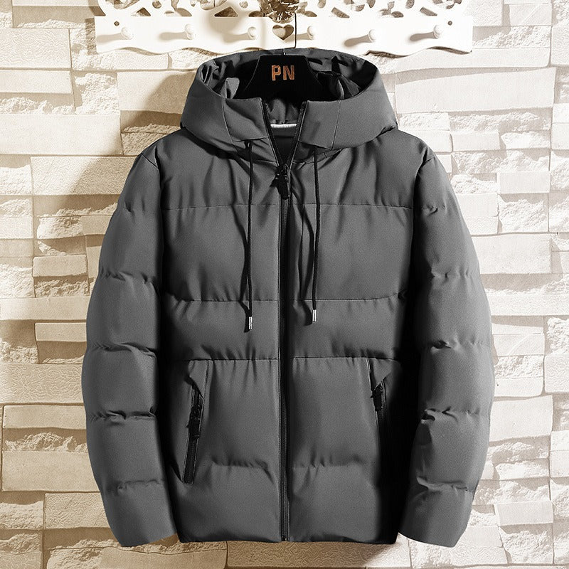 Herr Hooded Jacka – Slim Fit – Vadderad Quiltad – Fodrad med Bomull – Dragkedja
