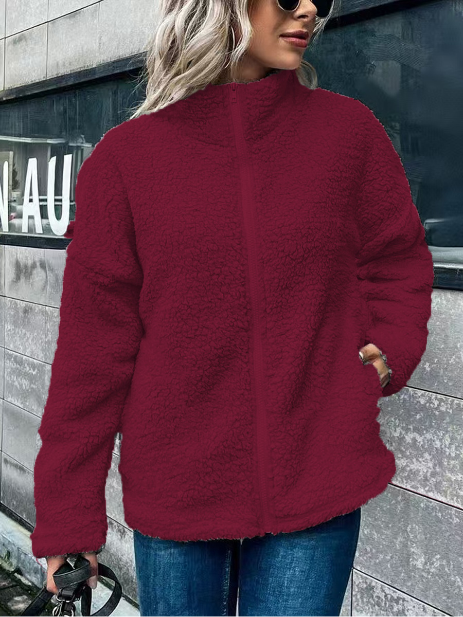 Dam Jacka Fleece – Oversize Passform – Ståkrage – Lång ärm – Ullmix varm Modell