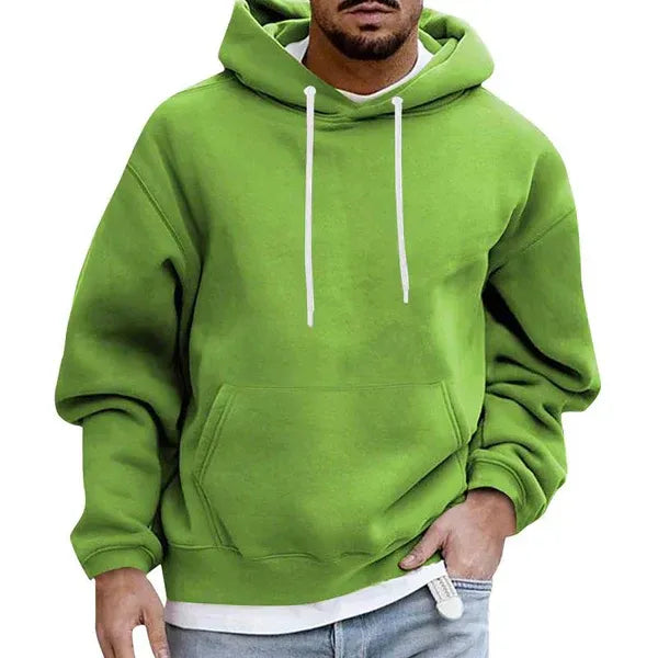 Herrhoodie – Oversized Passform – Mjuk Bomullskänsla – Känguruficka – Huva med Dragsko