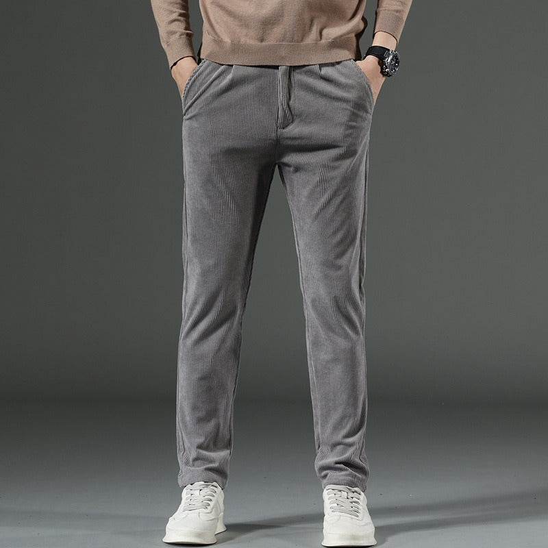 Herrbyxa – Slim Fit – Rak Passform – Manchestertyg – Ribbad Struktur – Hellång