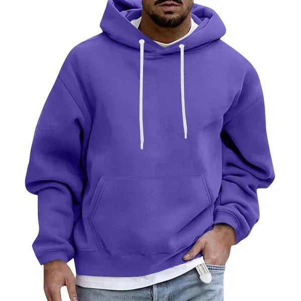 Herrhoodie – Oversized Passform – Mjuk Bomullskänsla – Känguruficka – Huva med Dragsko