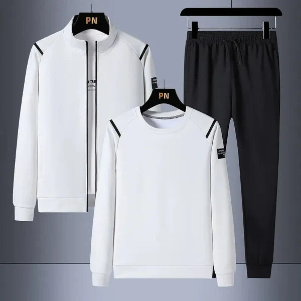 Herr Träningsset – Zipjacka – Långärmad Sweatshirt – Taperade Bekväma Byxor