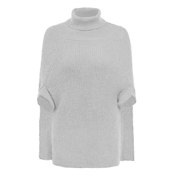 Dam Cape Tröja – Stickad – Oversize Passform – Polokrage – Öppna Sidor