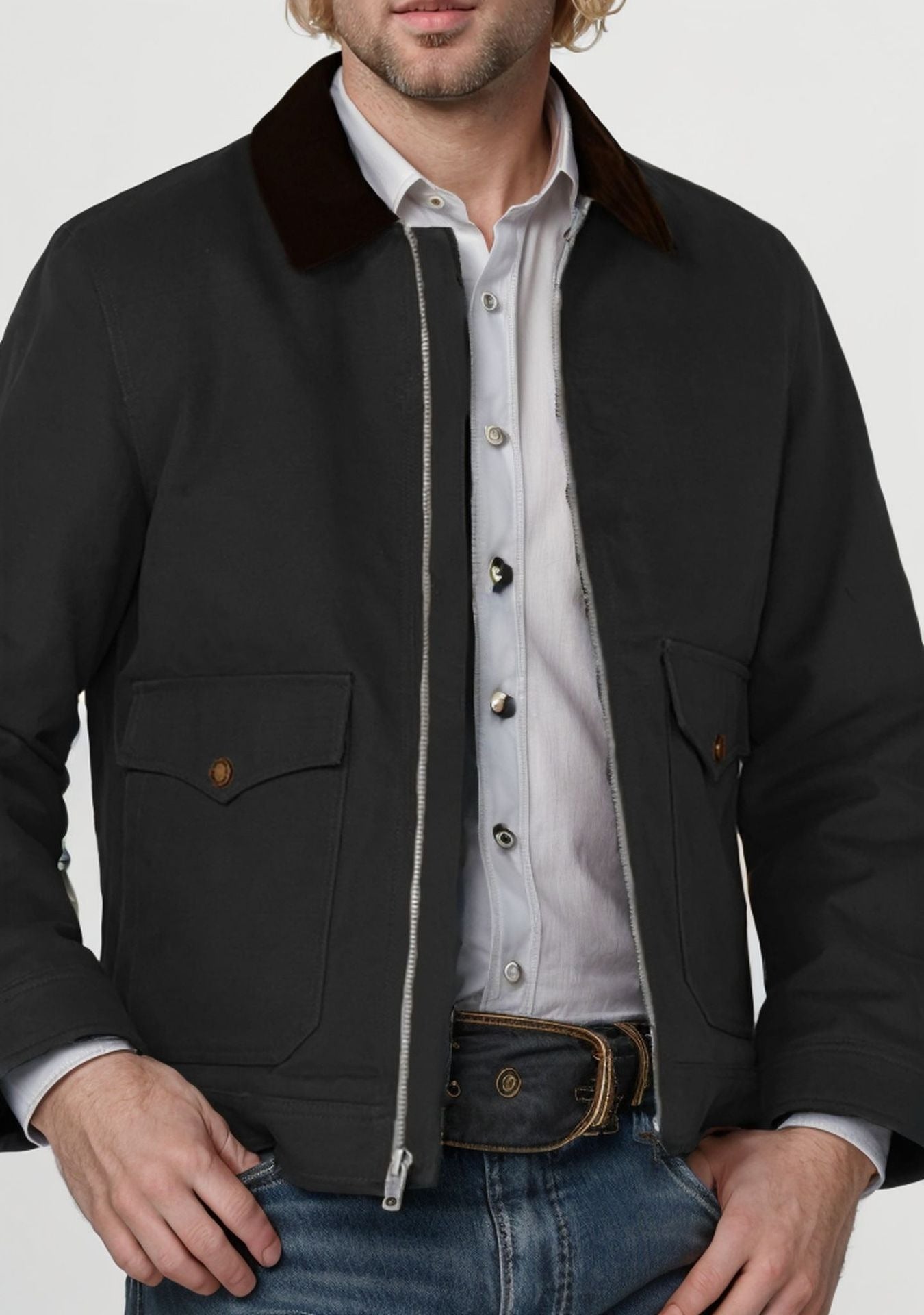 Herrjacka – Regular Fit – Bomullsblandning – Dragkedja – Lockfickor – Smart Casual