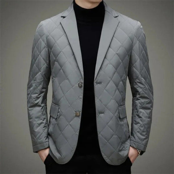 Herrjacka – Quiltad Slim Fit – Diamantmönster – Kavajslag – Tvåknäppning