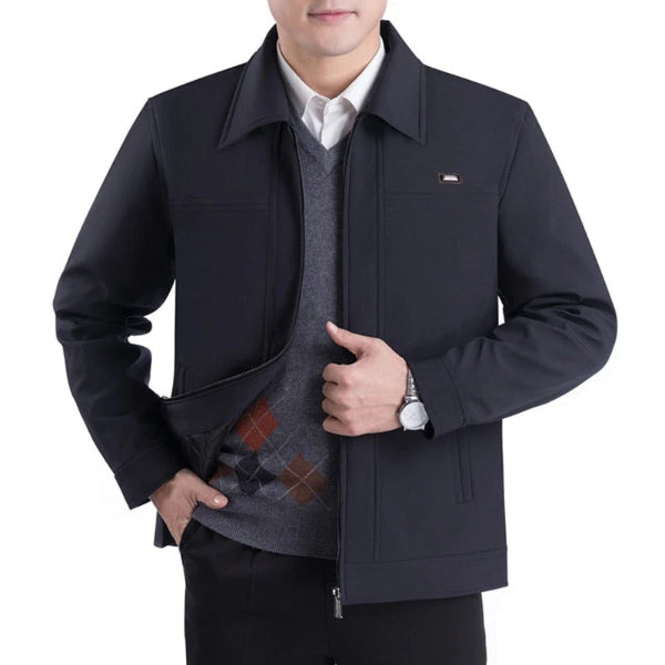Herrjacka – Regular Fit – Slät Yta – Notchkrage – Dragkedja – Vardagsklassisk Stil