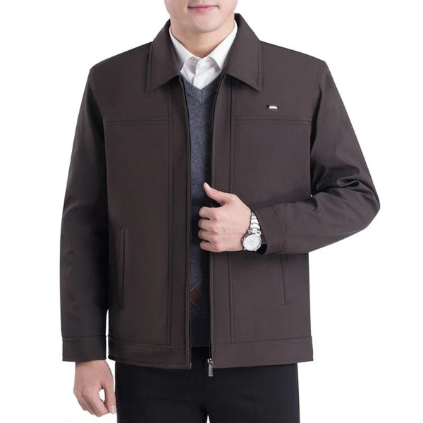 Herrjacka – Regular Fit – Slät Yta – Notchkrage – Dragkedja – Vardagsklassisk Stil
