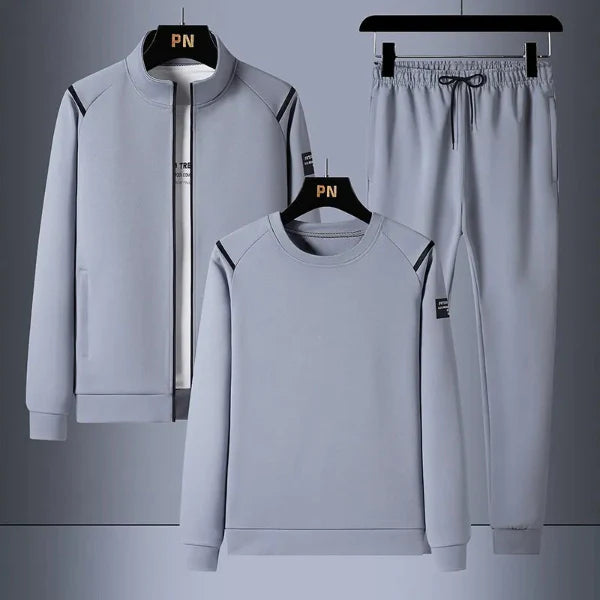 Herr Träningsset – Zipjacka – Långärmad Sweatshirt – Taperade Bekväma Byxor