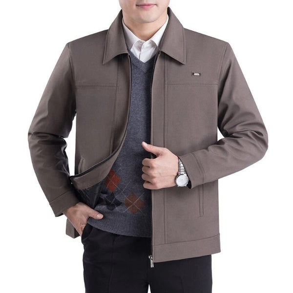 Herrjacka – Regular Fit – Slät Yta – Notchkrage – Dragkedja – Vardagsklassisk Stil
