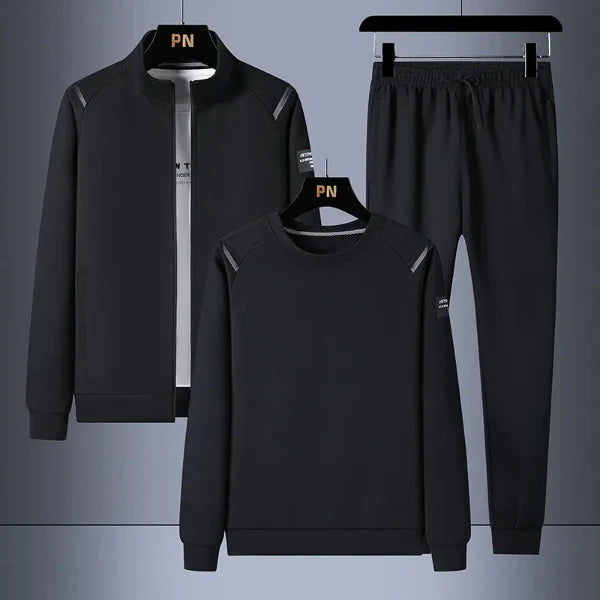 Herr Träningsset – Zipjacka – Långärmad Sweatshirt – Taperade Bekväma Byxor