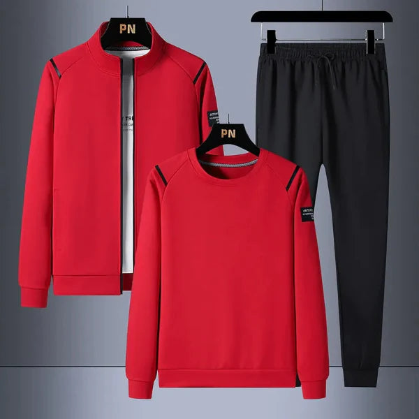 Herr Träningsset – Zipjacka – Långärmad Sweatshirt – Taperade Bekväma Byxor