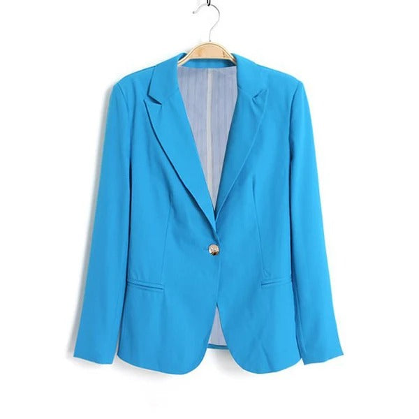 Dam Blazer – Skräddarsydd Passform – Enkelknäppning – Klassisk Notchkrage – Lång Ärm