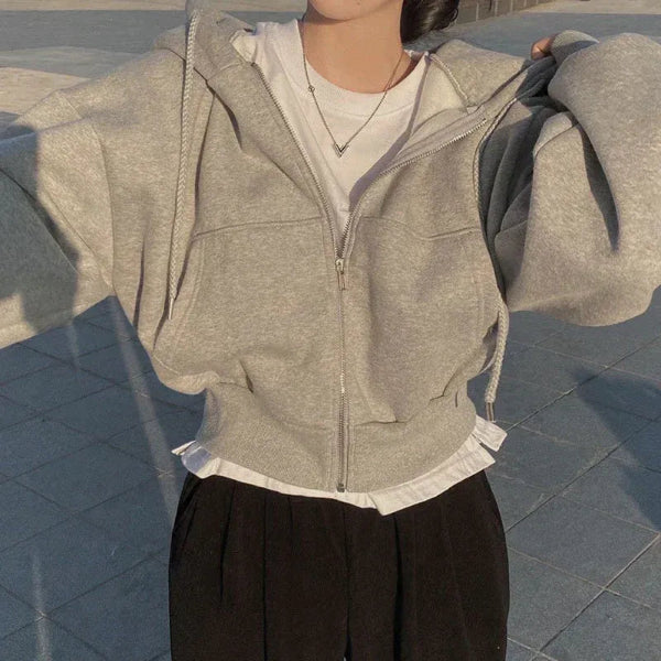 Dam Hoodie – Oversize Passform – Dragkedja – Fleecefodrad – Känguruficka – Vardagsbruk