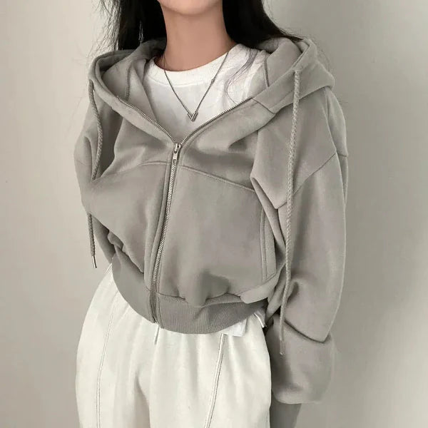 Dam Hoodie – Oversize Passform – Dragkedja – Fleecefodrad – Känguruficka – Vardagsbruk