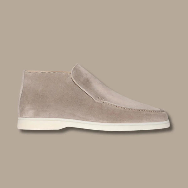 Herrloafers – Ankelmodell – Mjuk mocka – Slip-on – Elegant smal passform