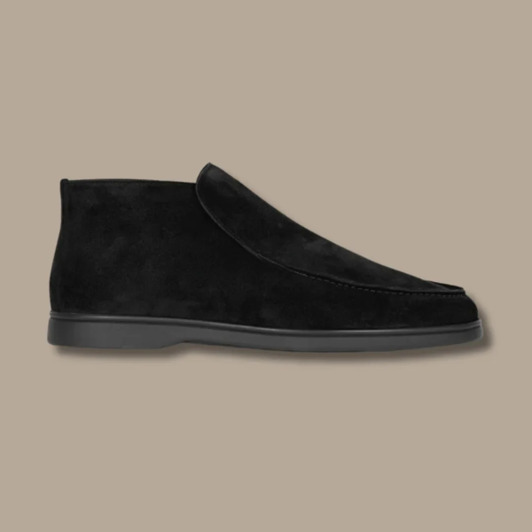 Herrloafers – Ankelmodell – Mjuk mocka – Slip-on – Elegant smal passform