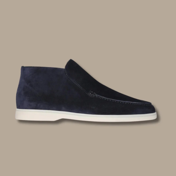 Herrloafers – Ankelmodell – Mjuk mocka – Slip-on – Elegant smal passform