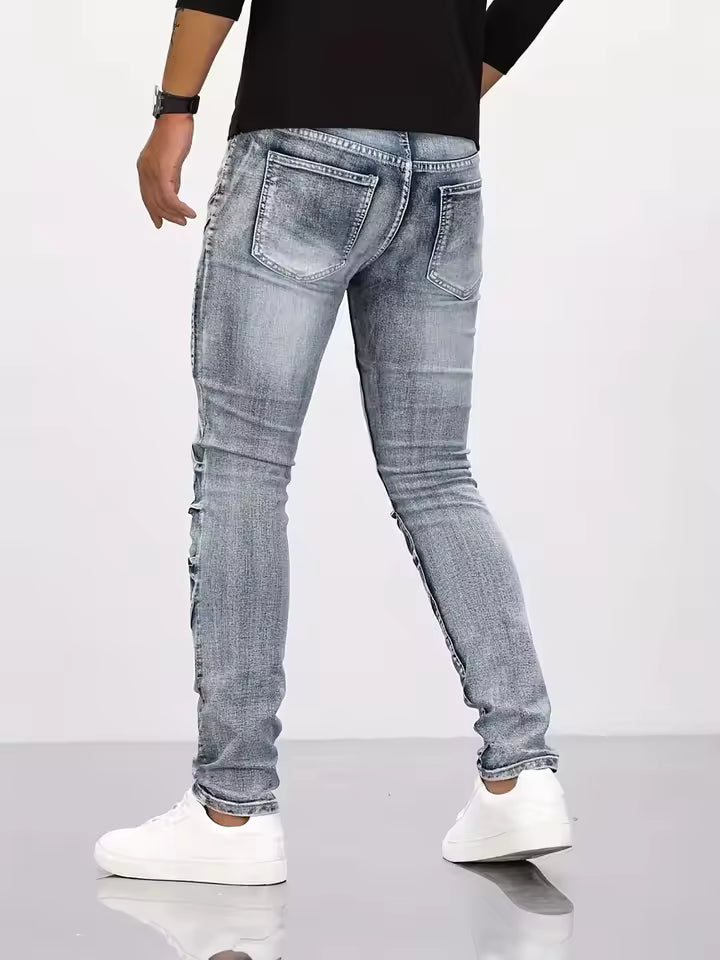 Herr MC-jeans – Slim fit – Stretchdenim – Förstärkta knän – Bensficka med dragkedja