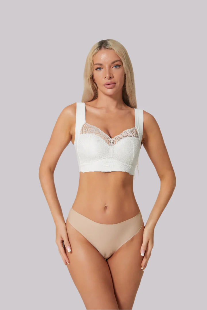 Dam Push-up BH – Andningsbart Material – Spetsdetaljer – Brett Stöd – Full Täckning