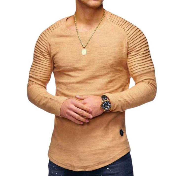 Herr Tröja - Slim Fit - Långärmad Med Rund Hals - Stilren och Modern Design