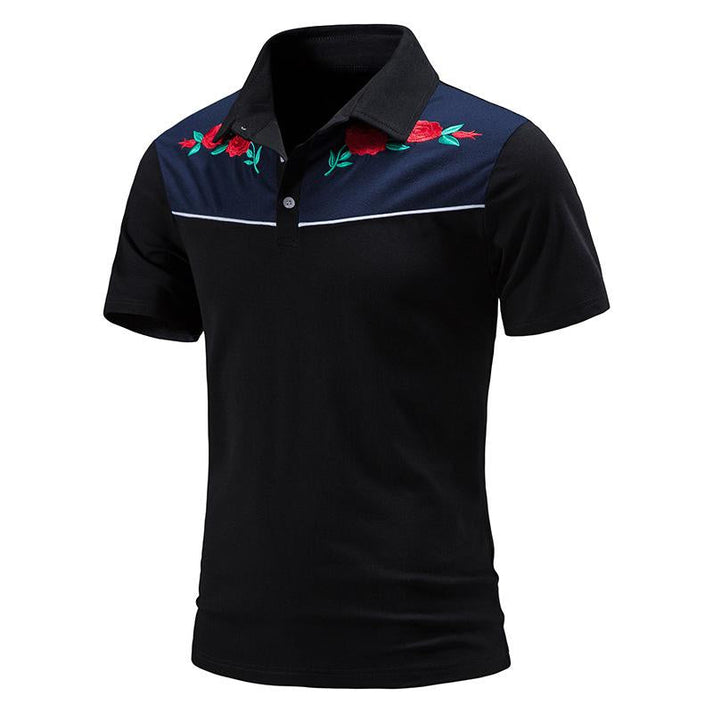 Herr Pikétröja - Broderad Design - Kortärmad - Bekväm och Andas