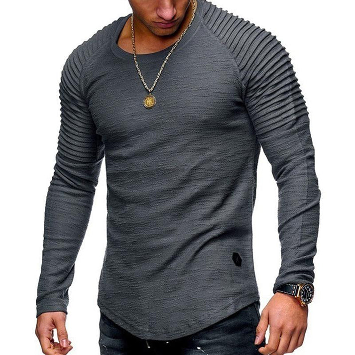 Herr Tröja - Slim Fit - Långärmad Med Rund Hals - Stilren och Modern Design