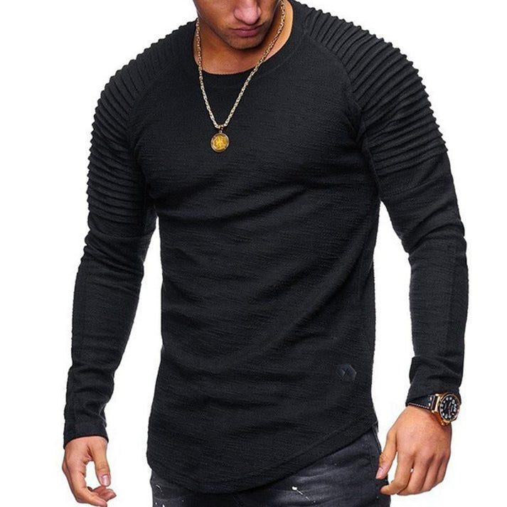 Herr Tröja - Slim Fit - Långärmad Med Rund Hals - Stilren och Modern Design