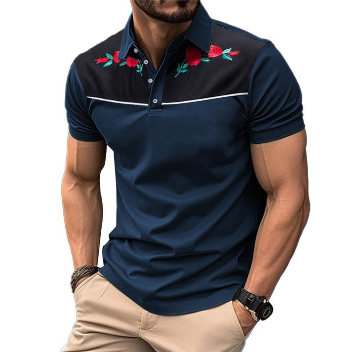 Herr Pikétröja - Broderad Design - Kortärmad - Bekväm och Andas