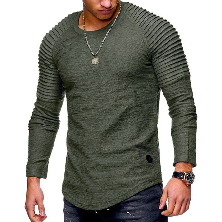 Herr Tröja - Slim Fit - Långärmad Med Rund Hals - Stilren och Modern Design