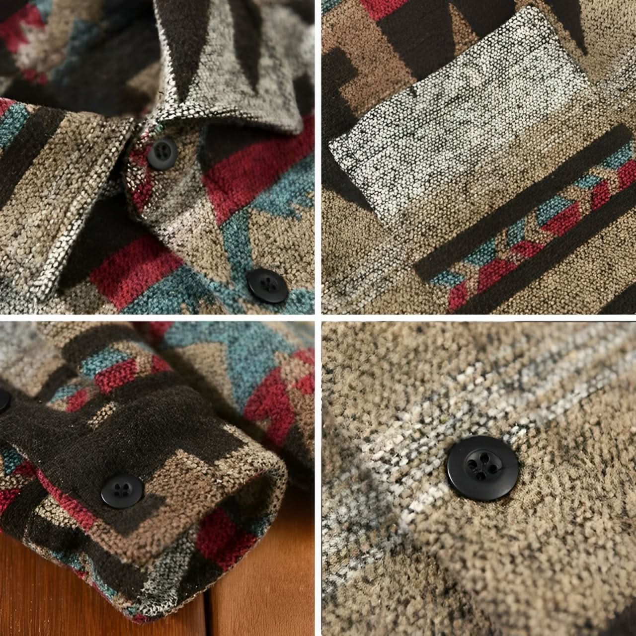 Herr Skjortjacka - Flanell - Mönstrad - Knappstängning - Bröstficka