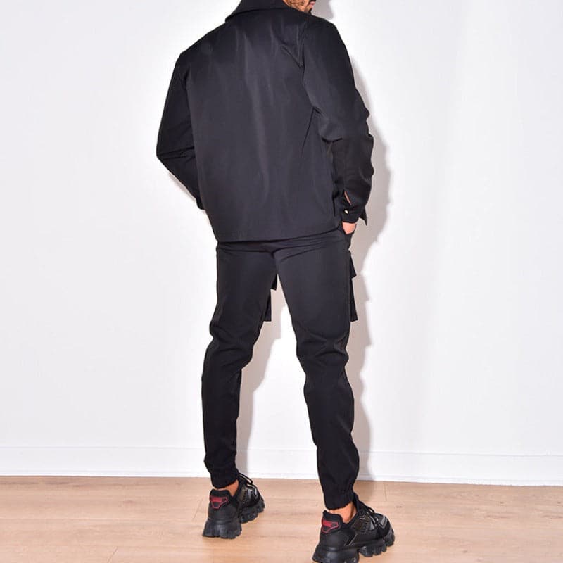 Herrars Utilityjacka & Cargo Byxor – Avslappnad Passform – Flera Fickor – Stilren & Funktionell