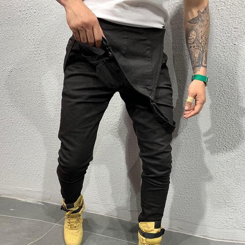 Herr hängselbyxa - Justerbara axelband - Slim Fit - Flera Fickor - Bekvämt & Slitstarkt