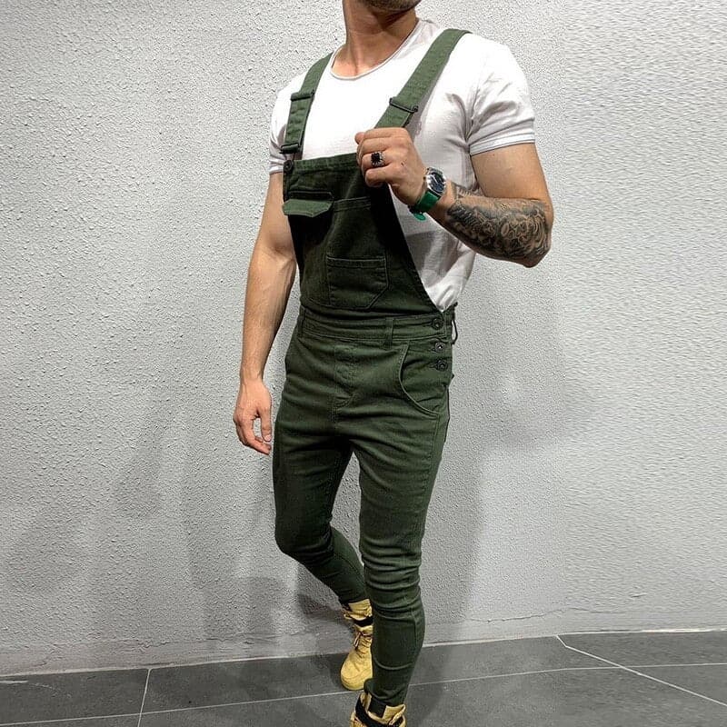 Herr hängselbyxa - Justerbara axelband - Slim Fit - Flera Fickor - Bekvämt & Slitstarkt