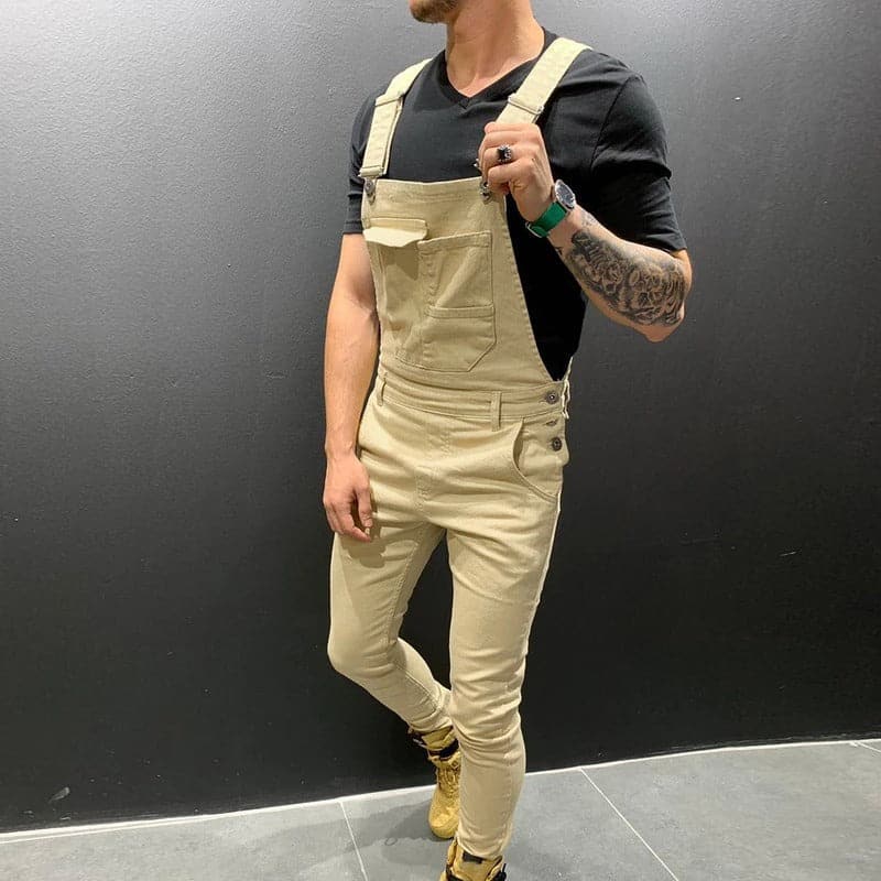 Herr hängselbyxa - Justerbara axelband - Slim Fit - Flera Fickor - Bekvämt & Slitstarkt