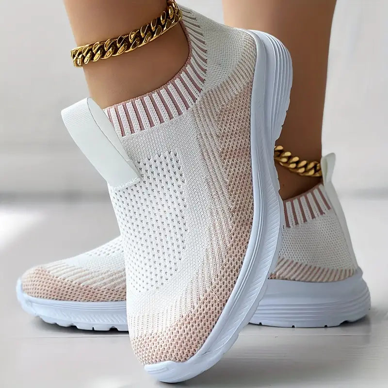 Dam Sneakers - Stickad Ovandel - Slip-on - Andningsbar och Bekväm - Greppvänlig Sula