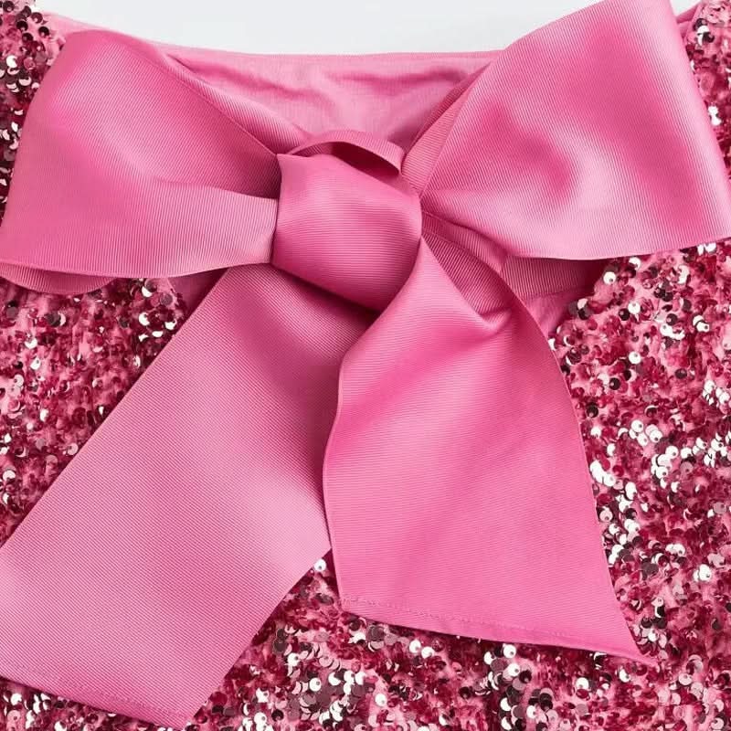 Klänning för kvinnor - Kort med långa ärmar - Strukturtyg - Elegant rosett-detalj