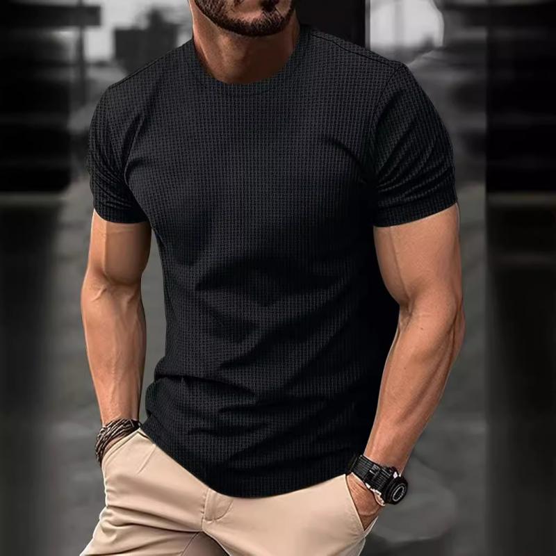 Herr T-shirt – Slim Fit – Kort ärm – Andningsbar stretch – Minimalistisk stil