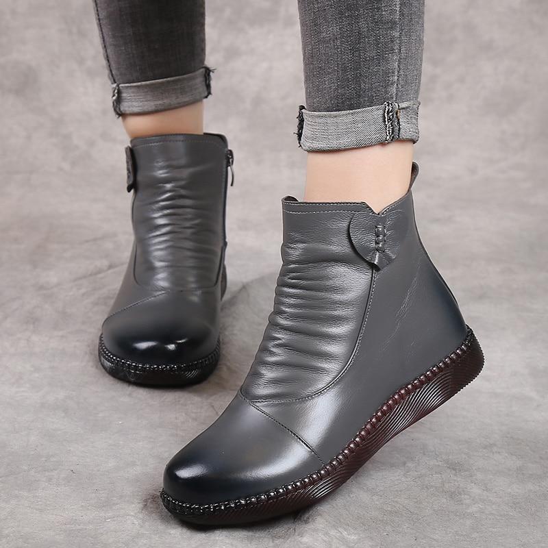 Dam Ankelboots – Smal Passform – Läder – Rynkad Front – Dragkedja i Sida